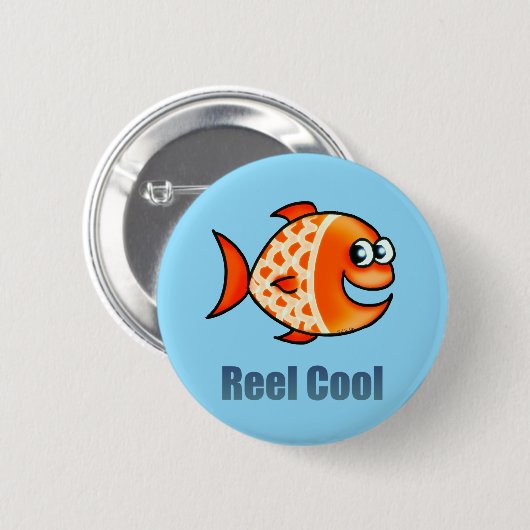 Badge Rond 5 Cm Funny Cartoon Fish Ocean Pun (Devant & derrière)