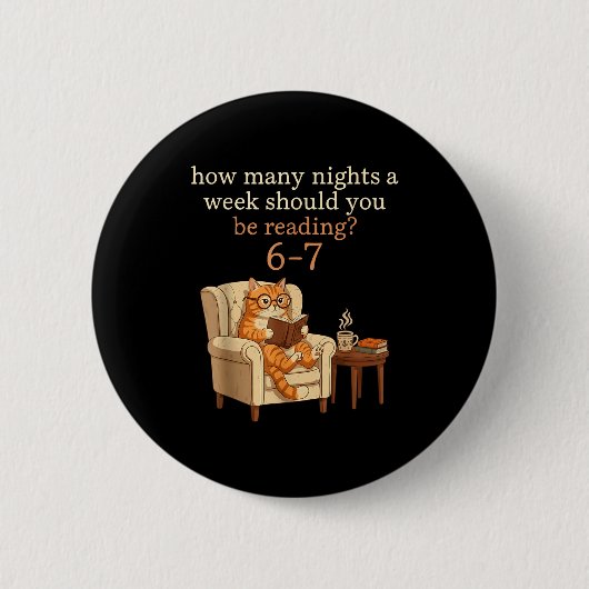 Badge Rond 5 Cm Funny Cat Reading 6-7 Meme Englieacher Book Lover (Devant)