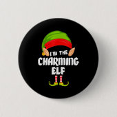 Badge Rond 5 Cm Funny Charming Elf Matching Family Group Pj Christ (Devant)