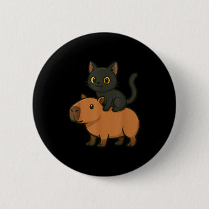 Badge Rond 5 Cm Funny Chat noir Capybara Amoureux des animaux Mama