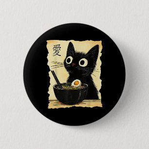 Badge Rond 5 Cm Funny Chat Ramen Graphic Tee Japonais Kawaii Anime