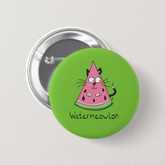 Badge Rond 5 Cm Funny Chat Watermelon mignon Kids (Devant & derrière)