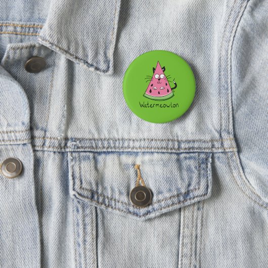 Badge Rond 5 Cm Funny Chat Watermelon mignon Kids (En situation)