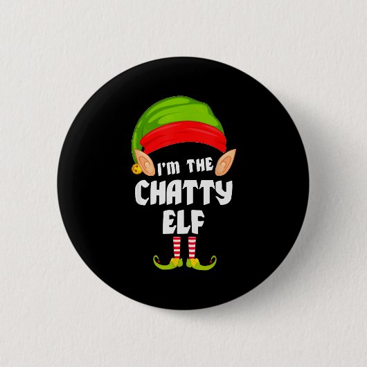 Badge Rond 5 Cm Funny Chatty Elf Matching Family Group Pj Christma (Devant)