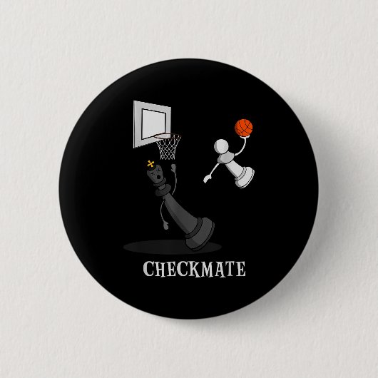 Badge Rond 5 Cm Funny Checkmate Chess Basketball Game Board King P (Devant)
