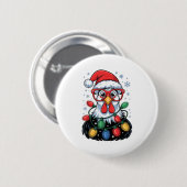 Badge Rond 5 Cm Funny Chicken Christmas Tree Lights Santa Hat Xmas (Devant & derrière)