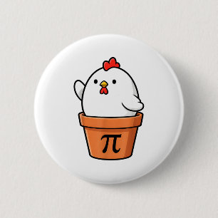 Badge Rond 5 Cm Funny Chicken Pot Pie Joyeux Pi Day 3.14 Math Ense