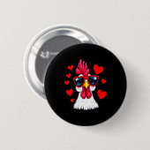 Badge Rond 5 Cm Funny Chicken Valentines Day Heart Chicken Couple  (Devant & derrière)