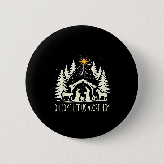 Badge Rond 5 Cm Funny Christian Christmas Jesus Oh Come Let Us Ado (Devant)
