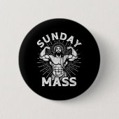 Badge Rond 5 Cm Funny Christian Sunday M Bodybuilder Gym Jesus Mot (Devant)