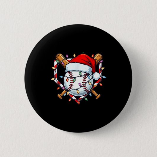 Badge Rond 5 Cm Funny Christmas Baseball Santa Hat For Baseball Pl (Devant)