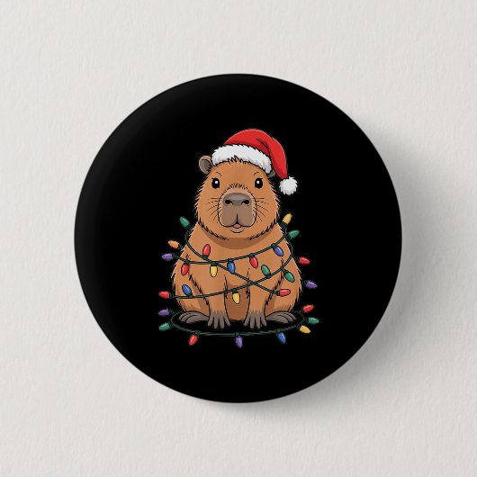 Badge Rond 5 Cm Funny Christmas Capybara Cute Cartoon Desing (Devant)