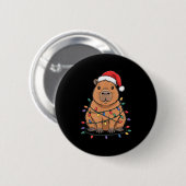 Badge Rond 5 Cm Funny Christmas Capybara Cute Cartoon Desing (Devant & derrière)