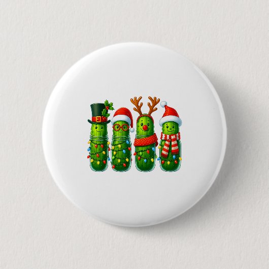 Badge Rond 5 Cm Funny Christmas Ckles With Santa Hats And Lights (Devant)