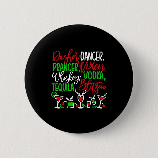 Badge Rond 5 Cm Funny Christmas Dasher Dancer Prancer Vixen Whiske (Devant)