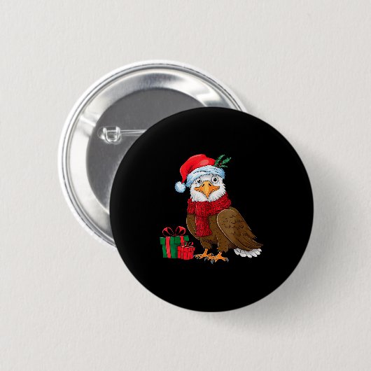 Badge Rond 5 Cm Funny Christmas Eagle Patriotic Bald Eagle With Sa (Devant & derrière)