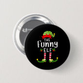 Badge Rond 5 Cm Funny Christmas Elf Matching Pajama X-mas Party  (Devant & derrière)
