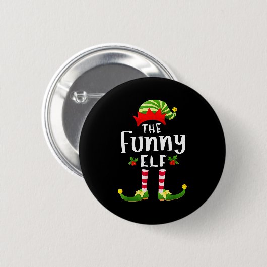 Badge Rond 5 Cm Funny Christmas Elf Matching Pajama X-mas Party  (Devant & derrière)