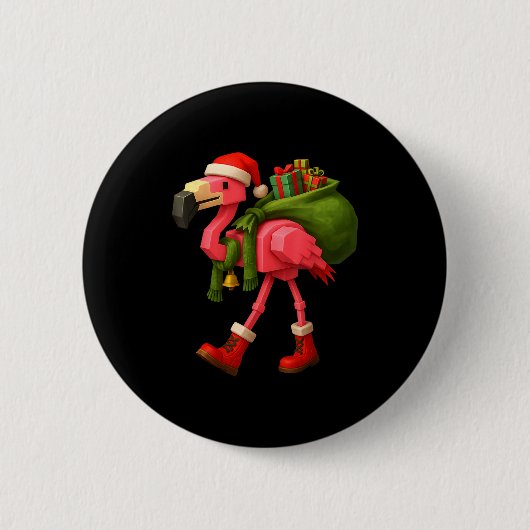 Badge Rond 5 Cm Funny Christmas Flamingo Santa Holiday Design (Devant)