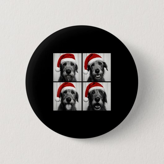 Badge Rond 5 Cm Funny Christmas Irish Wolfhound Santa Dog Lover Ph (Devant)