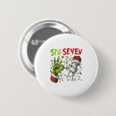 Badge Rond 5 Cm Funny Christmas Lights 6 7 Meme Six Seven Matching (Devant & derrière)