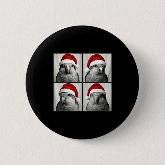 Badge Rond 5 Cm Funny Christmas Quaker Parrot Santa Photo Booth (Devant)