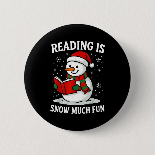 Badge Rond 5 Cm Funny Christmas Reading Is Snow Much Snowman Book (Devant)
