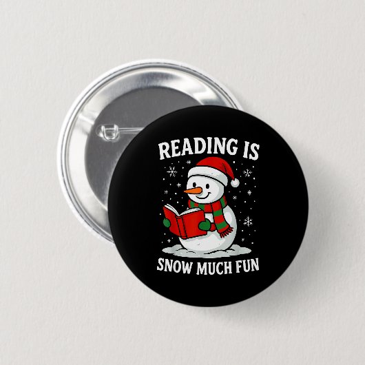 Badge Rond 5 Cm Funny Christmas Reading Is Snow Much Snowman Book (Devant & derrière)