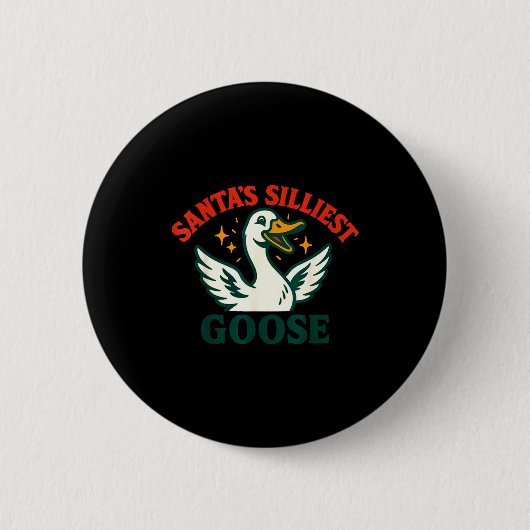 Badge Rond 5 Cm Funny Christmas Santas Silliest Goose Humor  (Devant)