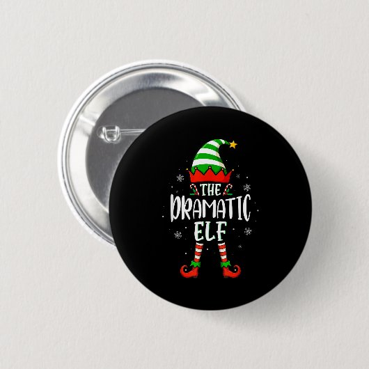 Badge Rond 5 Cm Funny Christmas The Dramatic Elf Family Matching X (Devant & derrière)