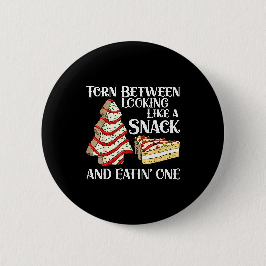 Badge Rond 5 Cm Funny Christmas Tree Cake Torn Between Looking Lik (Devant)