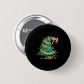 Badge Rond 5 Cm Funny Christmas Tree Cute Black Cat Matching Famil (Devant & derrière)