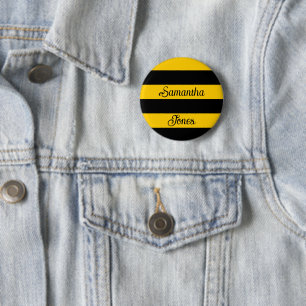 Badge Rond 5 Cm Funny Classic Bumble Bee Stripes Motif rayé