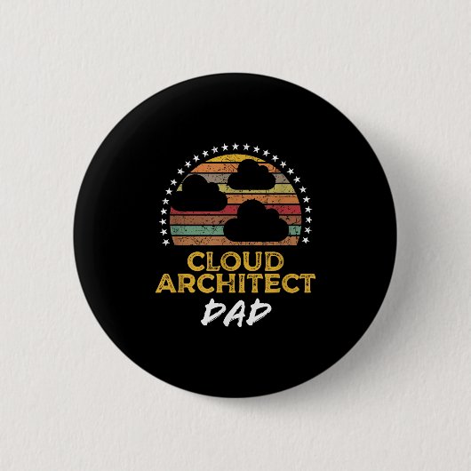 Badge Rond 5 Cm Funny Cloud Architect Papa, Data Center Tech Citat (Devant)