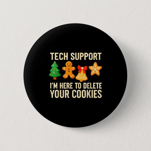Badge Rond 5 Cm Funny Cookies Christmas Gingerbread Tech Suprt Men (Devant)