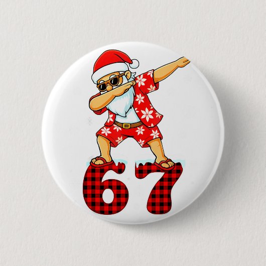 Badge Rond 5 Cm Funny Cool Dabbing Santa Hawaii 67 Meme Christmas  (Devant)