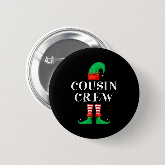 Badge Rond 5 Cm Funny Cousin Crew Elf Christmas Elf Cousin Sweater (Devant & derrière)