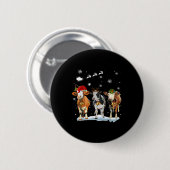 Badge Rond 5 Cm Funny Cow Santa Merry Christmas Xmas Lights Pajama (Devant & derrière)