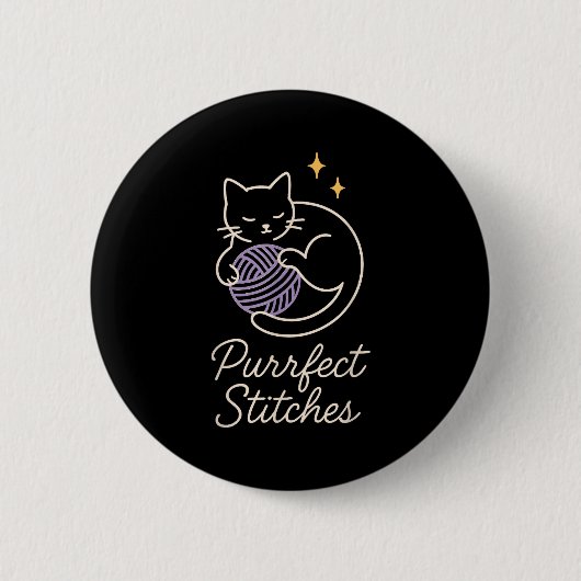 Badge Rond 5 Cm Funny Crochet Cat Mom Yarn Lover Pun Humor Handmad (Devant)