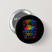 Badge Rond 5 Cm Funny Cruising Into 2026 New Year Ship Vacation Fa (Devant & derrière)