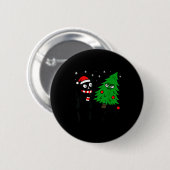 Badge Rond 5 Cm Funny Cute Black Cat What Jamas Christmas Tree Cos (Devant & derrière)