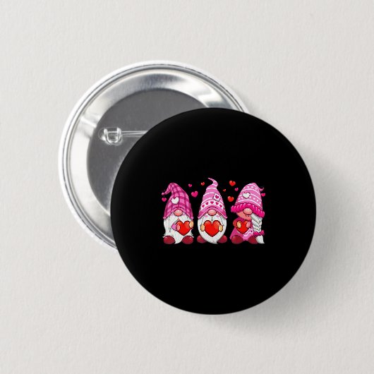 Badge Rond 5 Cm Funny Cute Three Gnomies Nk Hearts Matching Vale (Devant & derrière)