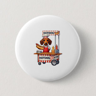 Badge Rond 5 Cm Funny Dachshund Chien Hotdog Sandwich Weenie Sauci
