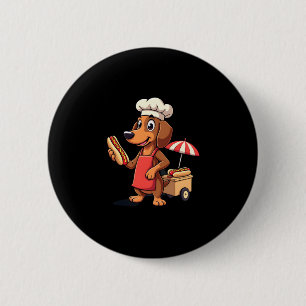 Badge Rond 5 Cm Funny Dachshund Chien Weenie Saucisse Hotdog Sandw