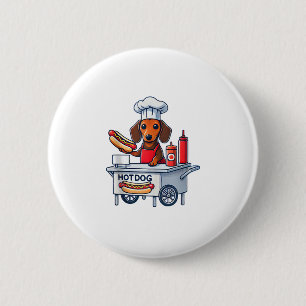 Badge Rond 5 Cm Funny Dachshund Chien Weenie Saucisse Hotdog Sandw