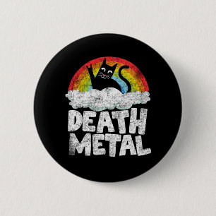 Badge Rond 5 Cm Funny Death Metal Chat Cadeau Rainbow Heavy Metal