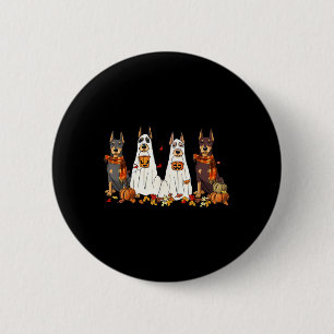 Badge Rond 5 Cm Funny Doberman Chien Ghost Automne Feuilles d'auto