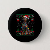 Badge Rond 5 Cm Funny Doberman Christmas Santa Hat Dog Ugly Sweate (Devant)