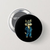 Badge Rond 5 Cm Funny Dreamy Wolf In Pajama Outfit For Sleepy Boys (Devant & derrière)