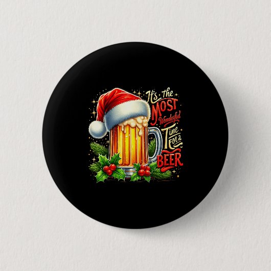 Badge Rond 5 Cm Funny Drinking Christmas Santa Beer Lovers Trend N (Devant)